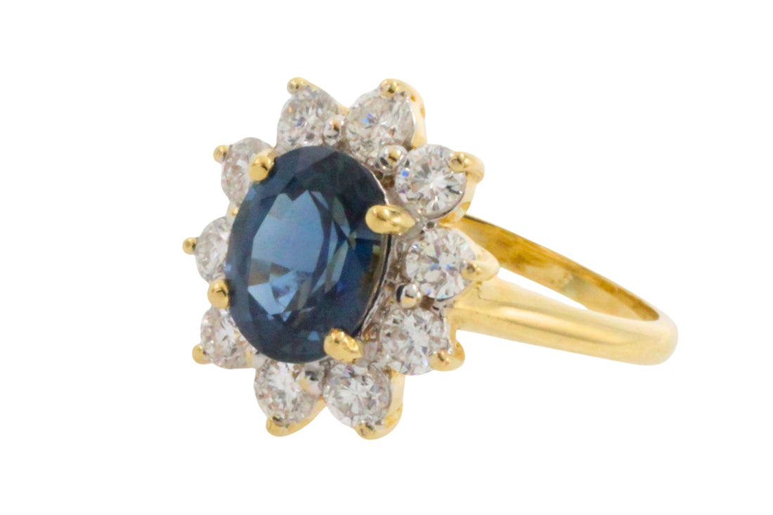 Vintage Sapphire and Diamond cluster-engagement rings-The Antique Ring Shop