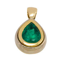 Emerald pendant in yellow and white gold-Pendants-The Antique Ring Shop
