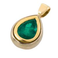 Emerald pendant in yellow and white gold-Pendants-The Antique Ring Shop