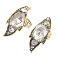 Rose diamond studs in silver and 14 carat gold-Earrings-The Antique Ring Shop
