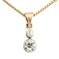 Old cut diamond pendant in 14 carat gold-Pendants-The Antique Ring Shop