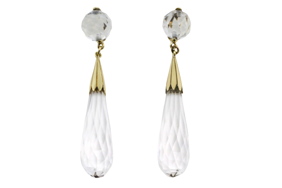 Vintage rock crystal pendant earrings-Earrings-The Antique Ring Shop