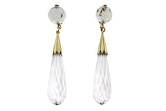 Vintage rock crystal pendant earrings-Earrings-The Antique Ring Shop