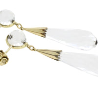 Vintage rock crystal pendant earrings-Earrings-The Antique Ring Shop