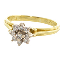Diamond cluster ring in 18 carat gold-engagement rings-The Antique Ring Shop
