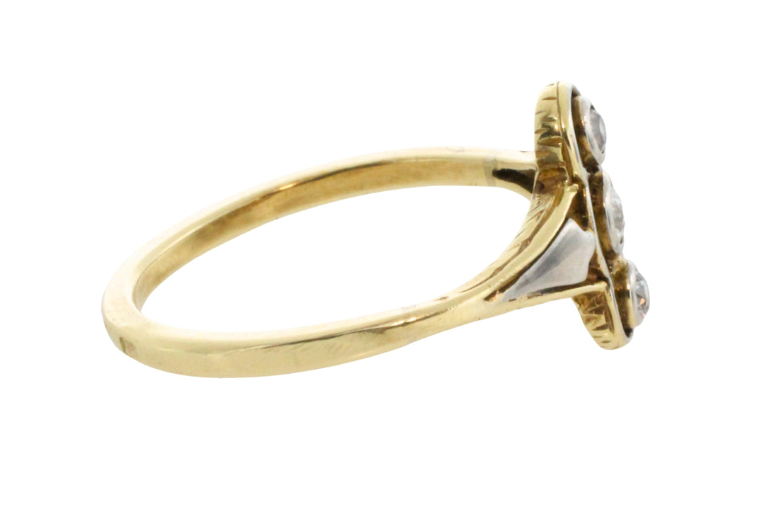 Antique diamond three stone ring in 14 carat gold-Antique rings-The Antique Ring Shop