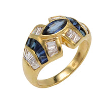 Sapphire and baguette cut diamond ring-Vintage Rings-The Antique Ring Shop