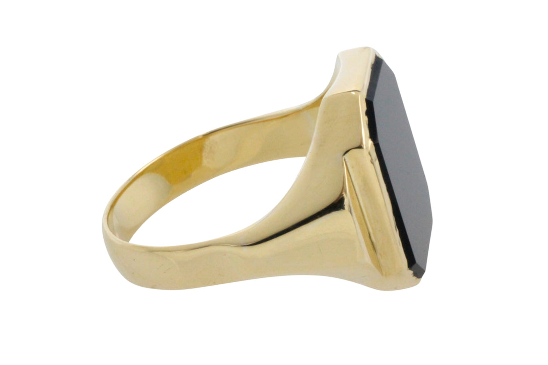 Vintage onyx signet ring in 14 carat gold-Vintage Rings-The Antique Ring Shop
