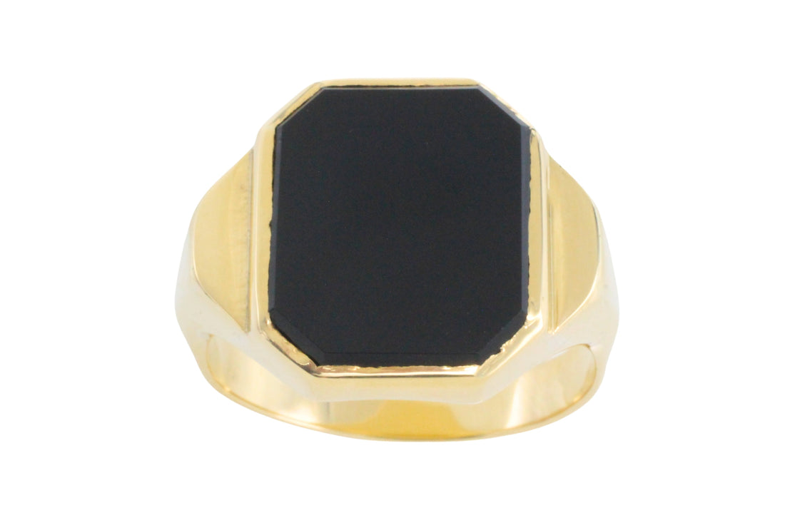 Vintage onyx signet ring in 14 carat gold-Vintage Rings-The Antique Ring Shop