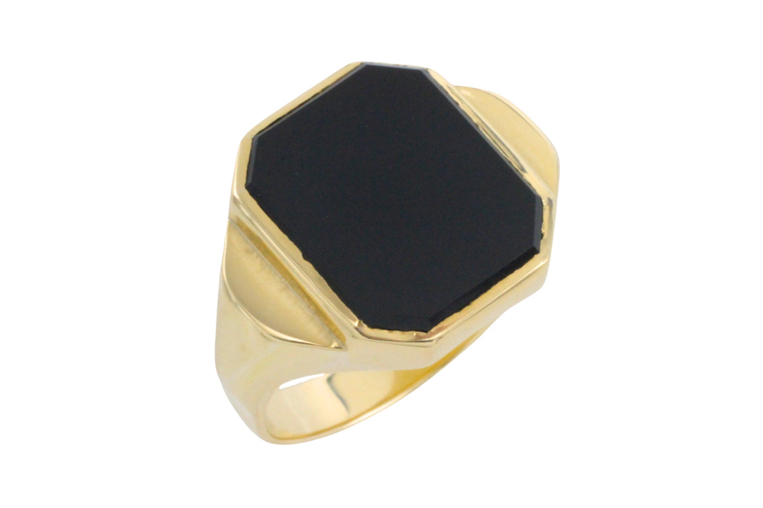 Vintage onyx signet ring in 14 carat gold-Vintage Rings-The Antique Ring Shop