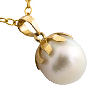 Pearl pendant and chain in 14 carat gold-Pendants-The Antique Ring Shop
