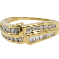 Baguette and brilliant cut diamond ring in 18 carat gold-engagement rings-The Antique Ring Shop