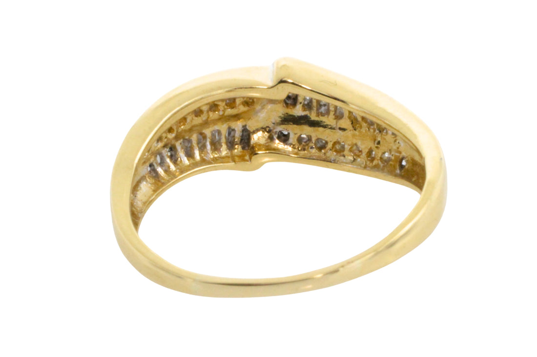Baguette and brilliant cut diamond ring in 18 carat gold-engagement rings-The Antique Ring Shop