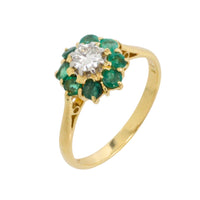 Emerald and diamond ring in platinum and gold-engagement rings-The Antique Ring Shop