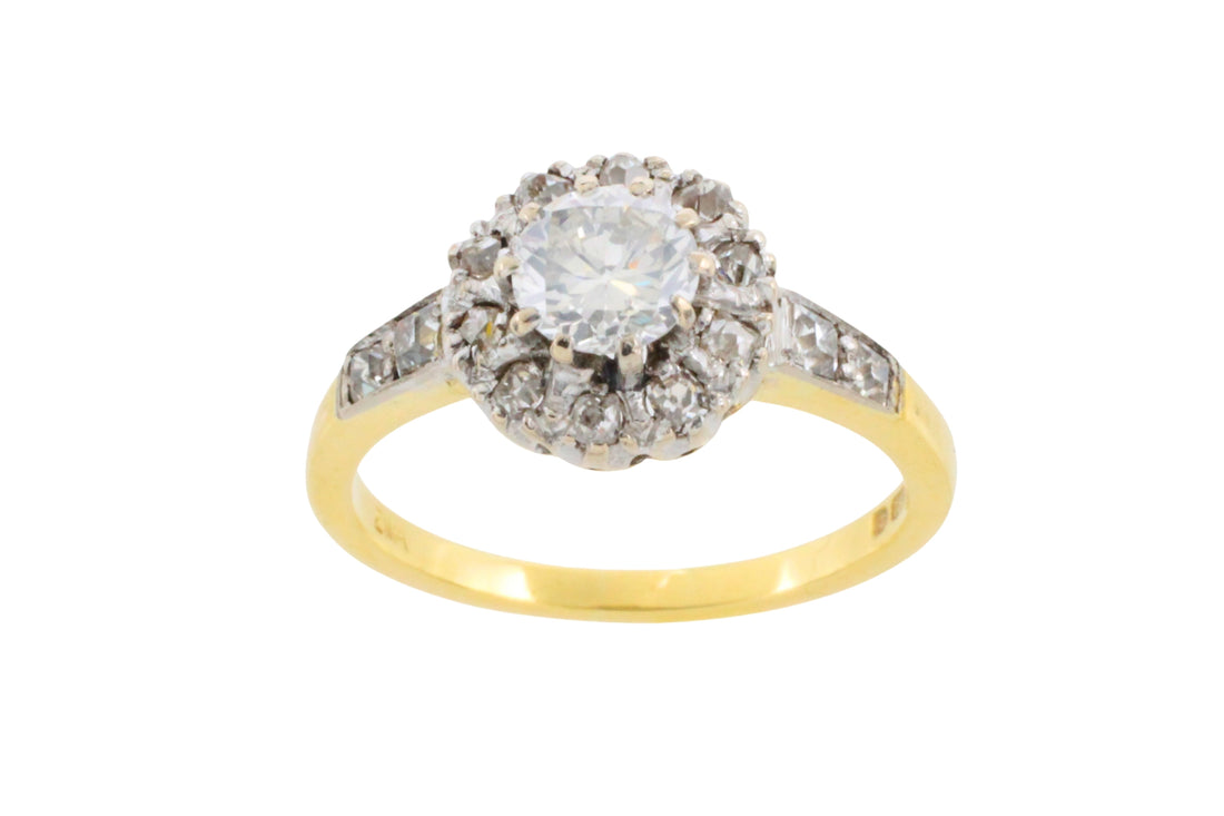 Vintage diamond cluster ring in 18 carat gold-engagement rings-The Antique Ring Shop