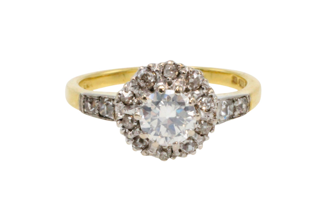 Vintage diamond cluster ring in 18 carat gold-engagement rings-The Antique Ring Shop