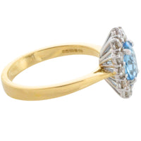Aquamarine and diamond ring in 18 carat gold