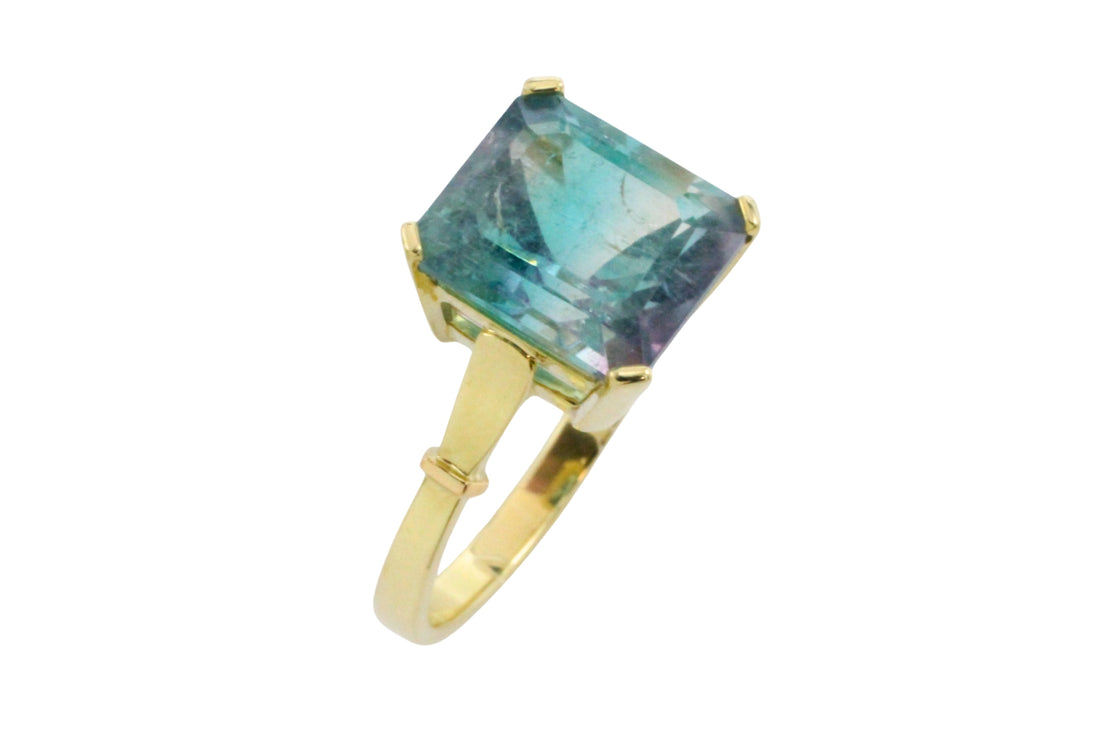 Tricolor tourmaline ring in 14 carat gold-Rings-The Antique Ring Shop