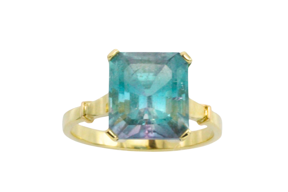 Tricolor tourmaline ring in 14 carat gold-Rings-The Antique Ring Shop