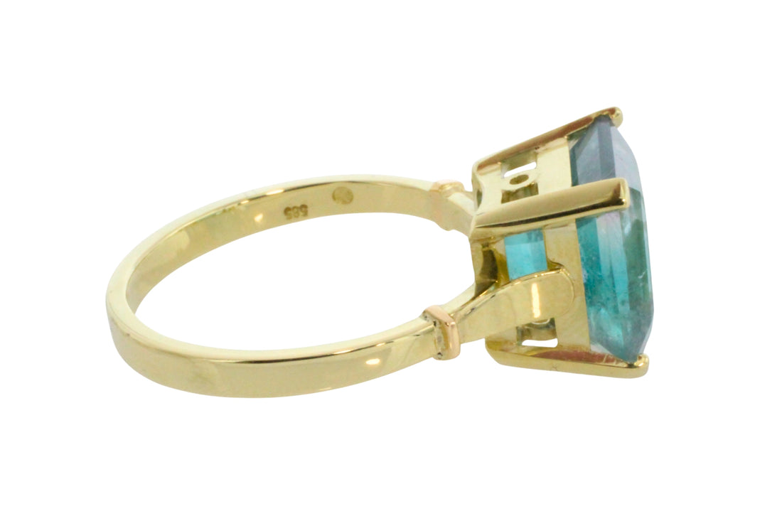 Tricolor tourmaline ring in 14 carat gold-Rings-The Antique Ring Shop