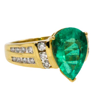 Colombian emerald and diamond ring in 18 carat gold-engagement rings-The Antique Ring Shop