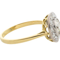 18 carat yellow and white gold diamond cluster ring-engagement rings-The Antique Ring Shop