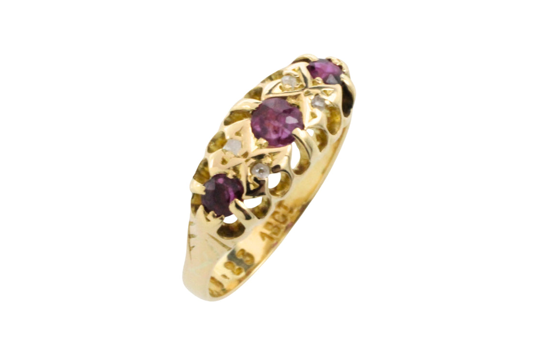 Edwardian ruby and rose diamond ring