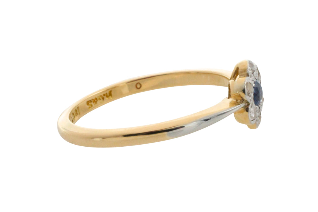 Edwardian rose diamond and sapphire cluster ring