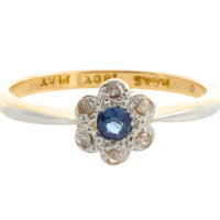 Edwardian rose diamond and sapphire cluster ring