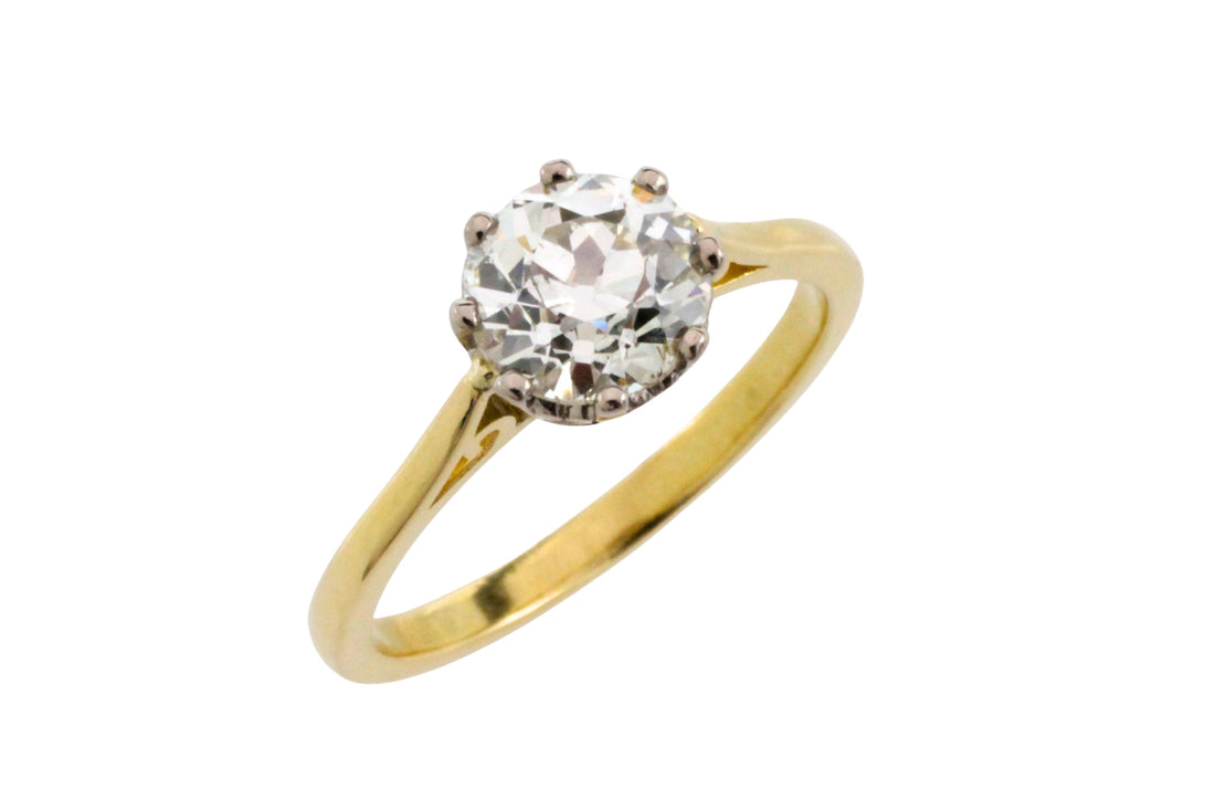 Old European cut diamond solitaire ring
