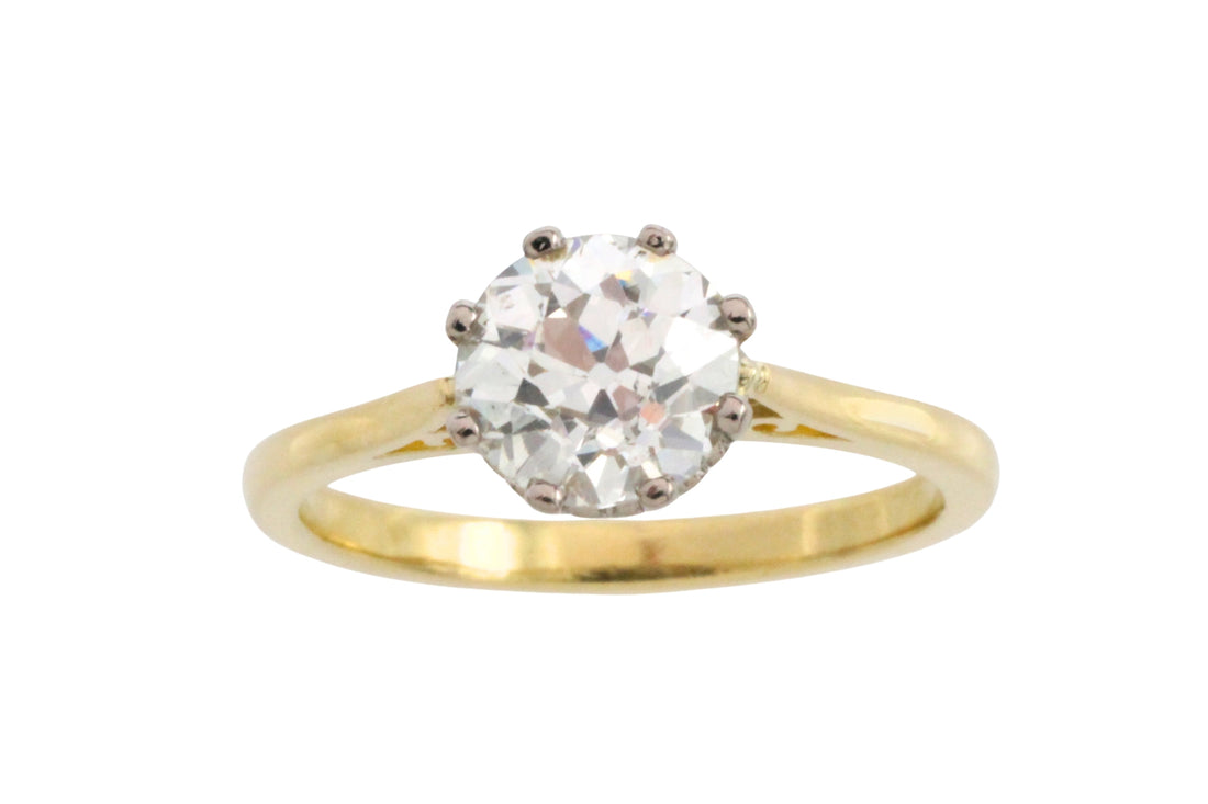 Old European cut diamond solitaire ring
