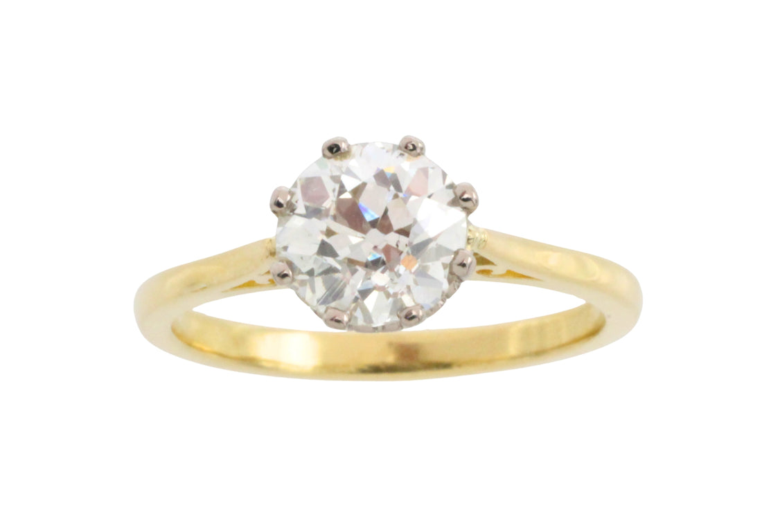 Old European cut diamond solitaire ring