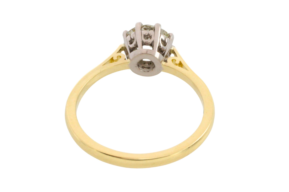 Old European cut diamond solitaire ring