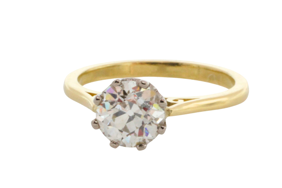 Old European cut diamond solitaire ring