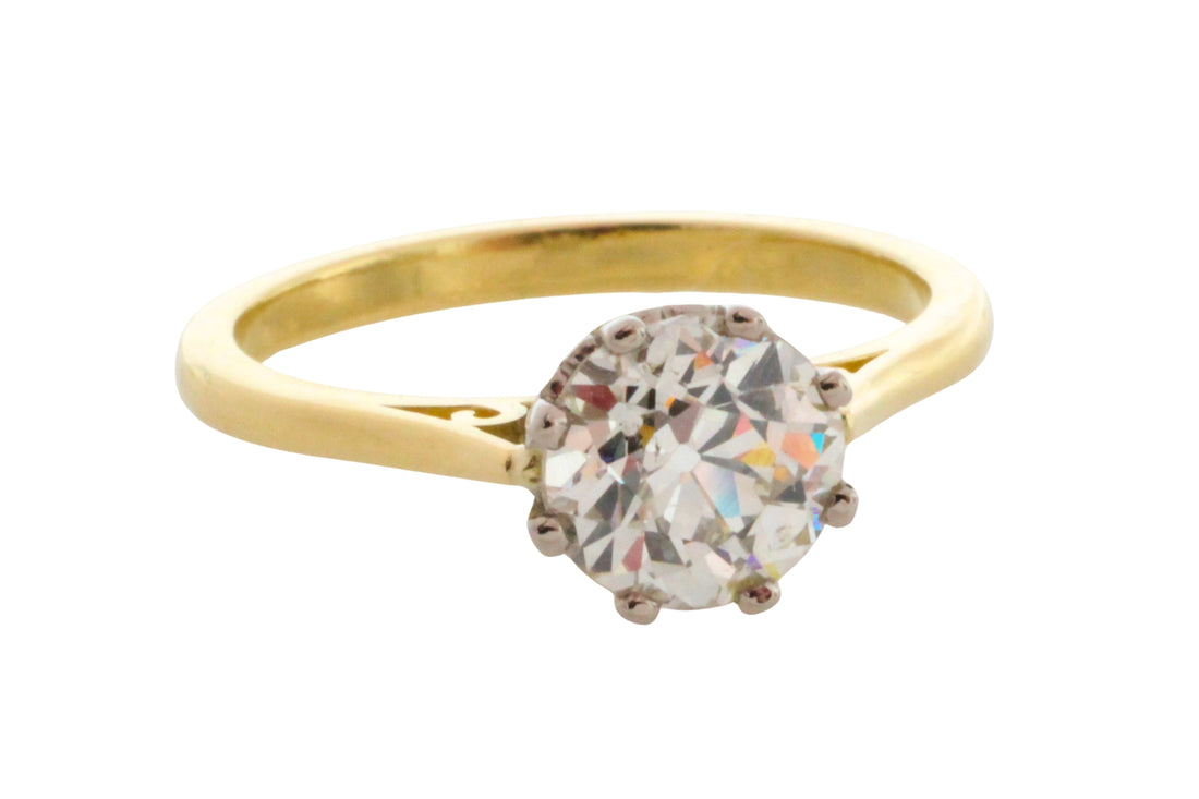Old European cut diamond solitaire ring