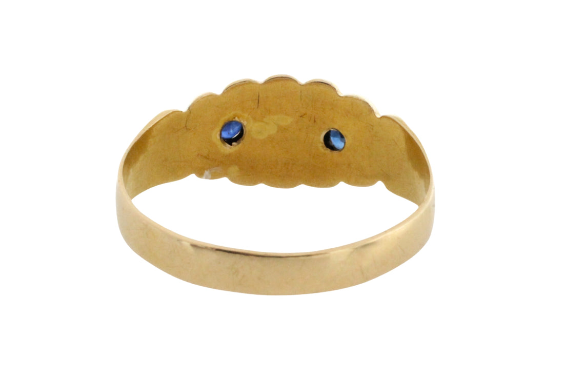 Edwardian sapphire and rose diamond gypsy ring from 1907-Antique rings-The Antique Ring Shop