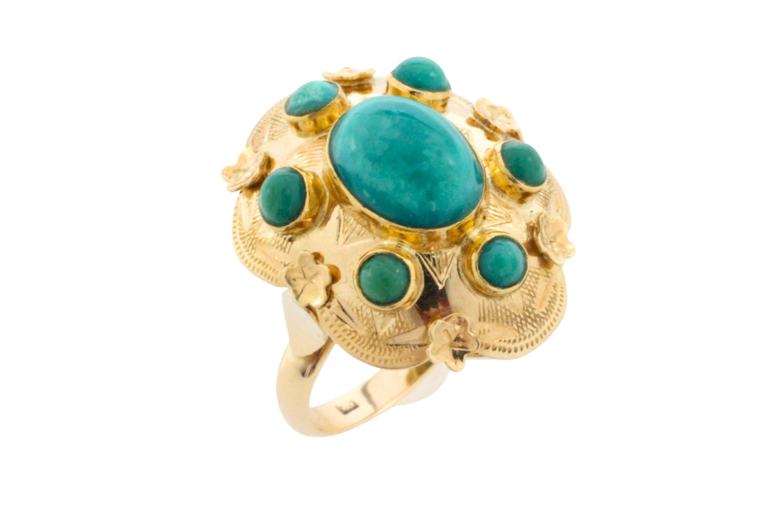 Vintage Turquoise ring in 14 carat gold-Vintage Rings-The Antique Ring Shop