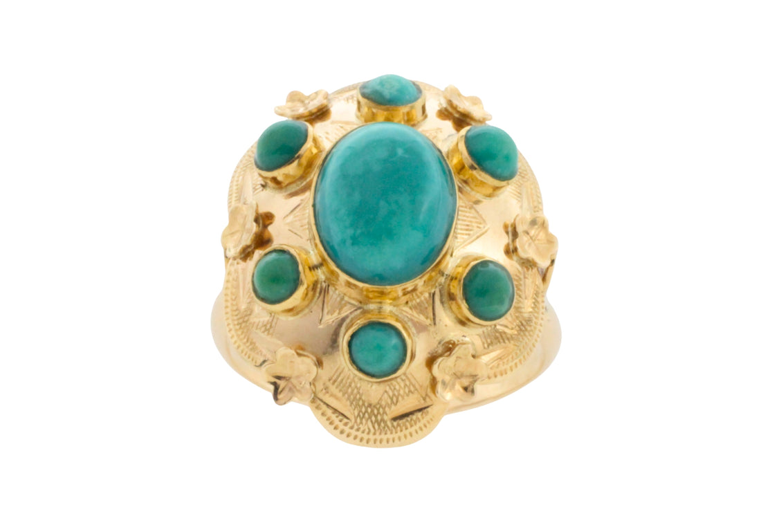 Vintage Turquoise ring in 14 carat gold-Vintage Rings-The Antique Ring Shop