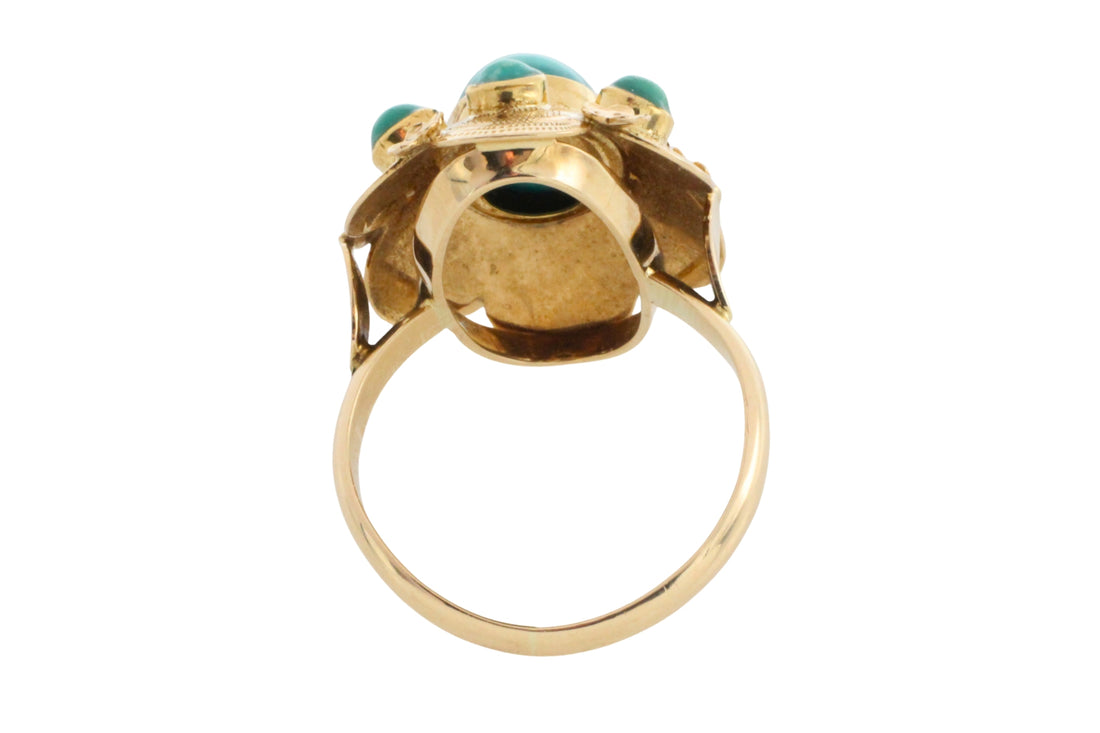 Vintage Turquoise ring in 14 carat gold-Vintage Rings-The Antique Ring Shop