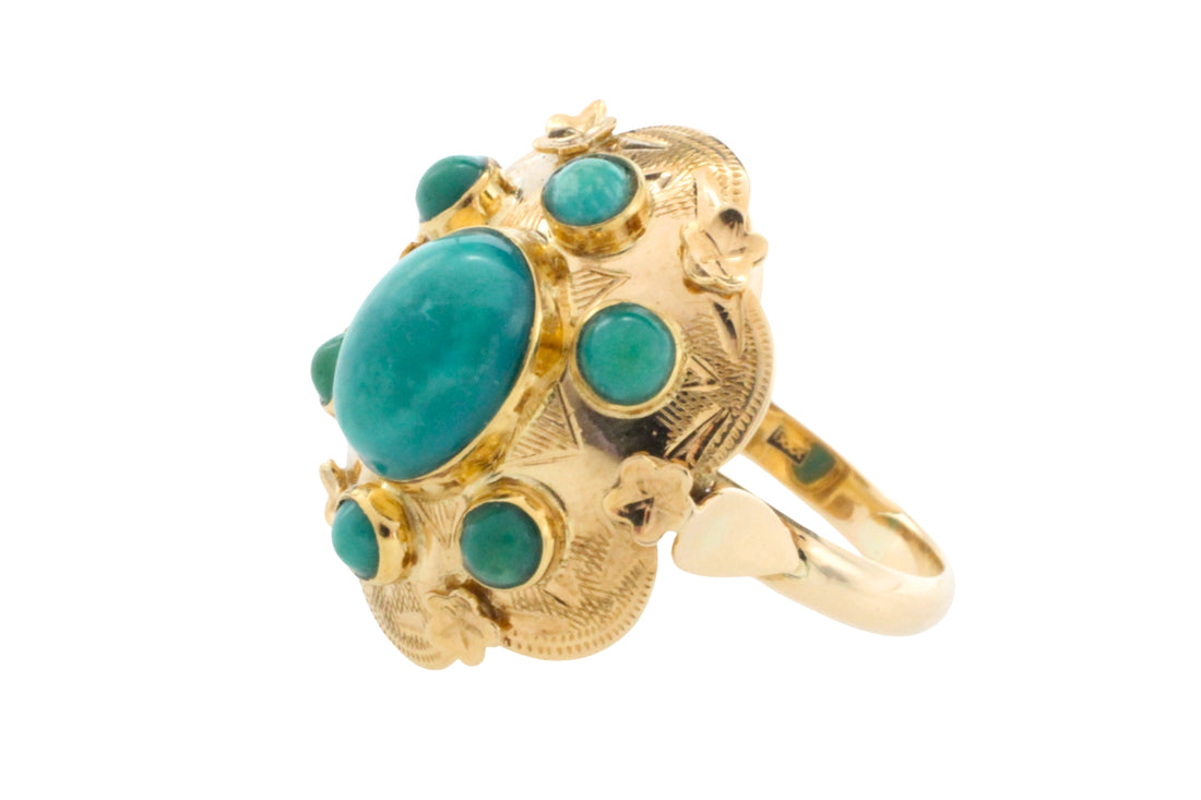 Vintage Turquoise ring in 14 carat gold-Vintage Rings-The Antique Ring Shop
