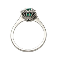 Emerald and diamond white gold ring-engagement rings-The Antique Ring Shop