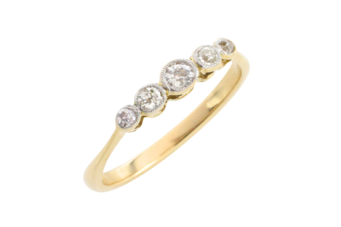 Edwardian five stone old cut diamond ring