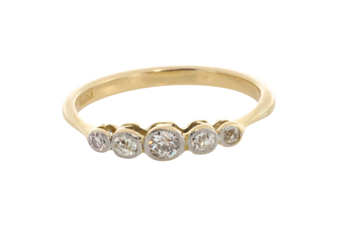 Edwardian five stone old cut diamond ring