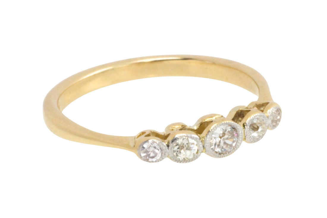 Edwardian five stone old cut diamond ring