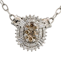 Light brown and clear diamond pendant in white gold-Pendants-The Antique Ring Shop