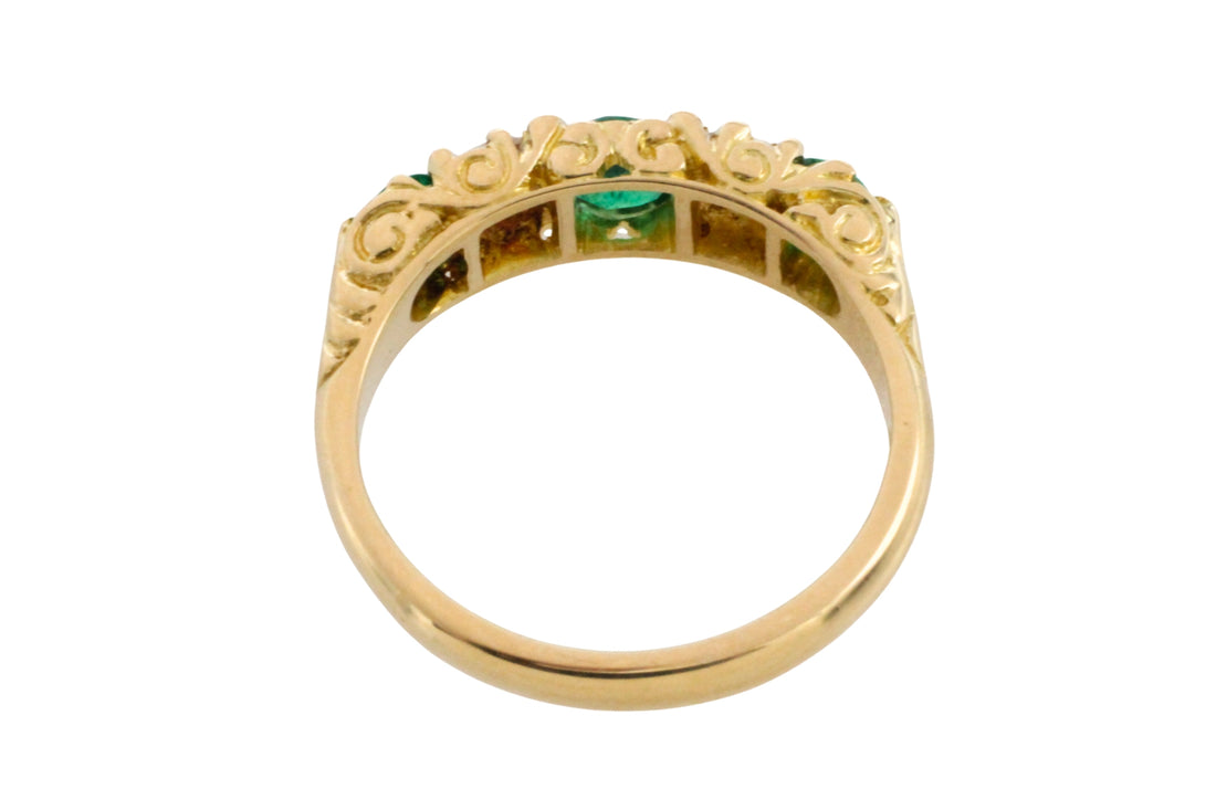 Vintage emerald and diamond ring-Vintage Rings-The Antique Ring Shop