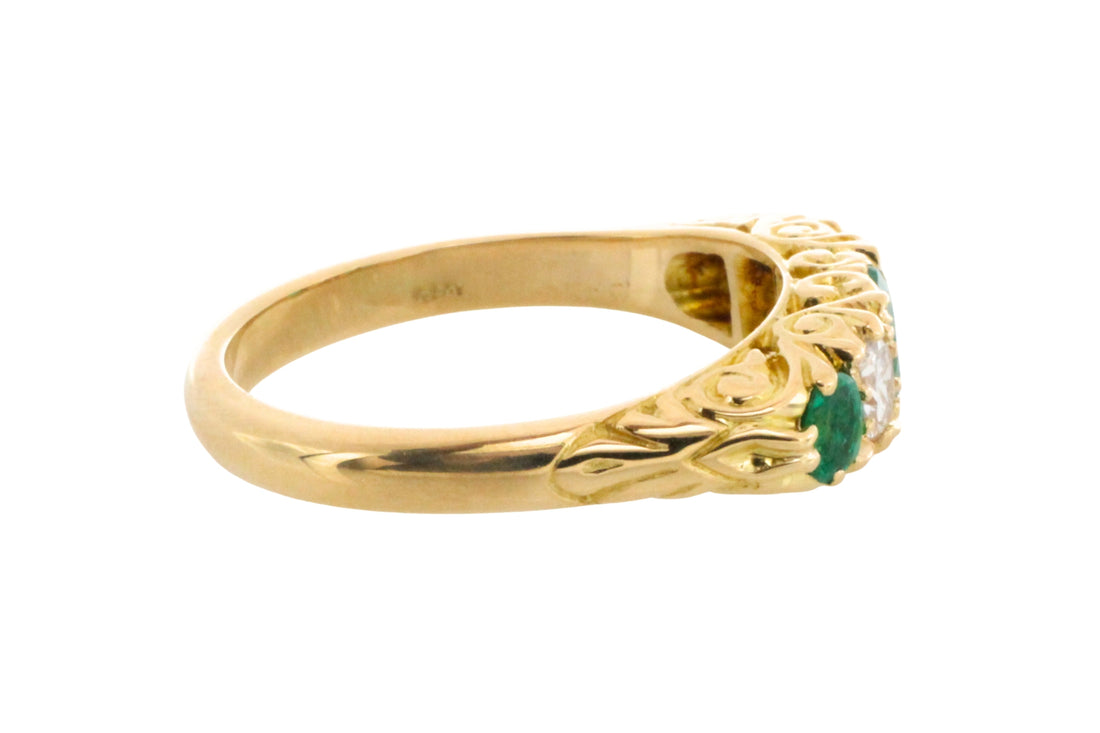 Vintage emerald and diamond ring-Vintage Rings-The Antique Ring Shop