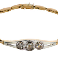 Rose diamond bracelet in 14 carat gold and silver-Bracelets-The Antique Ring Shop