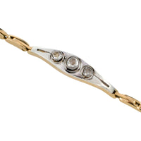 Rose diamond bracelet in 14 carat gold and silver-Bracelets-The Antique Ring Shop