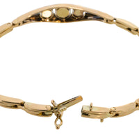 Rose diamond bracelet in 14 carat gold and silver-Bracelets-The Antique Ring Shop